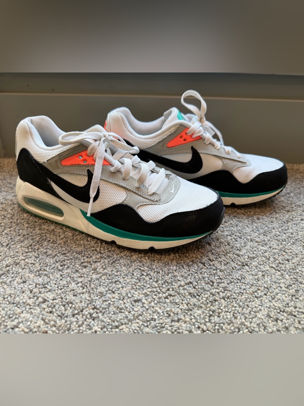 Nike White Black Teal Coral Athletic Sneakers